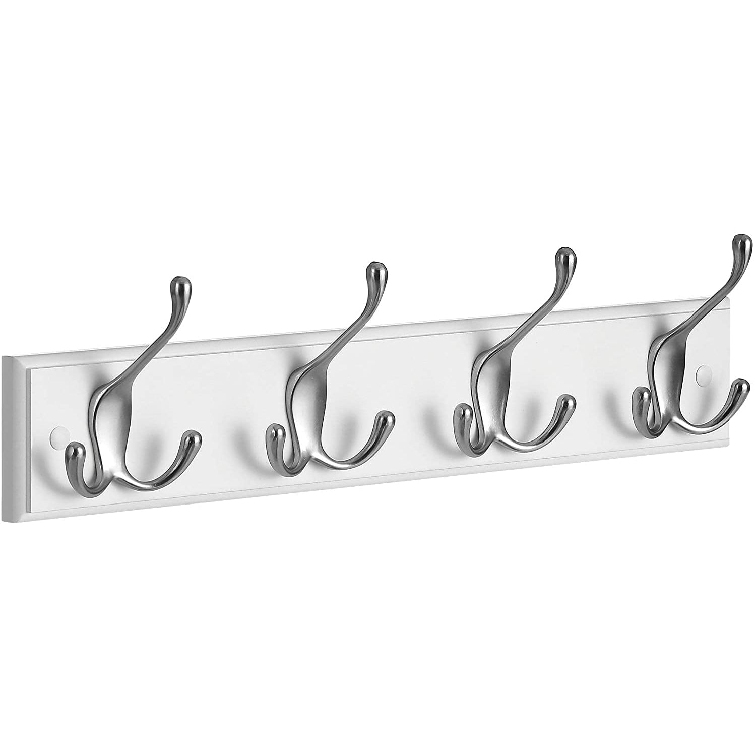 Zidna vješalica za kapute s 4 trostruke kuke, 40 x 11 x 7 cm, bijela i srebrna | SONGMICS-vitahome.hr