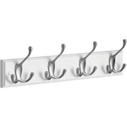 Zidna vješalica za kapute s 4 trostruke kuke, 40 x 11 x 7 cm, bijela i srebrna | SONGMICS-vitahome.hr