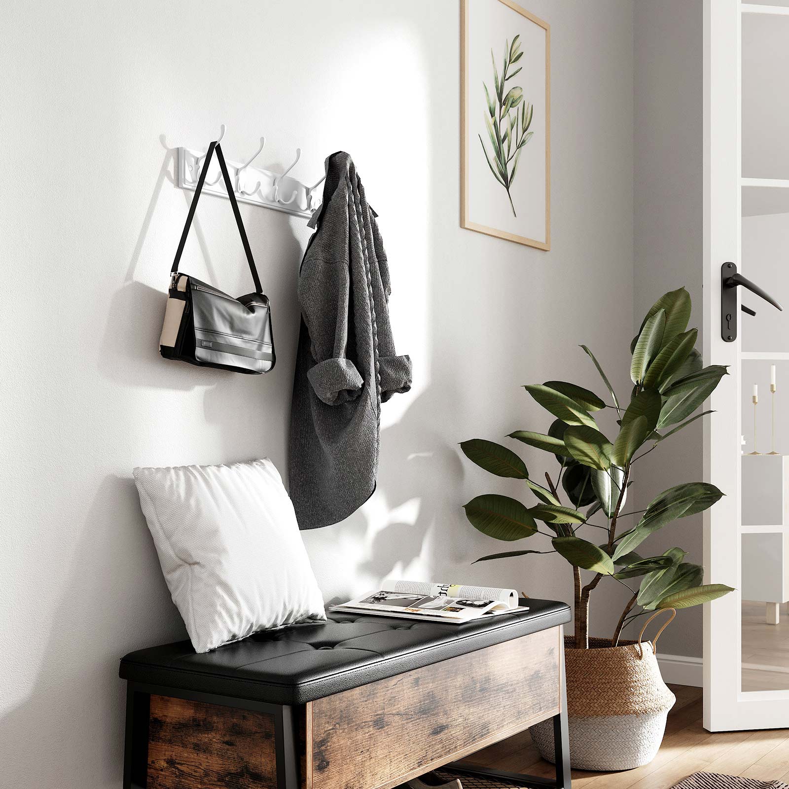 Zidna vješalica za kapute s 4 trostruke kuke, 40 x 11 x 7 cm, bijela | SONGMICS-vitahome.hr