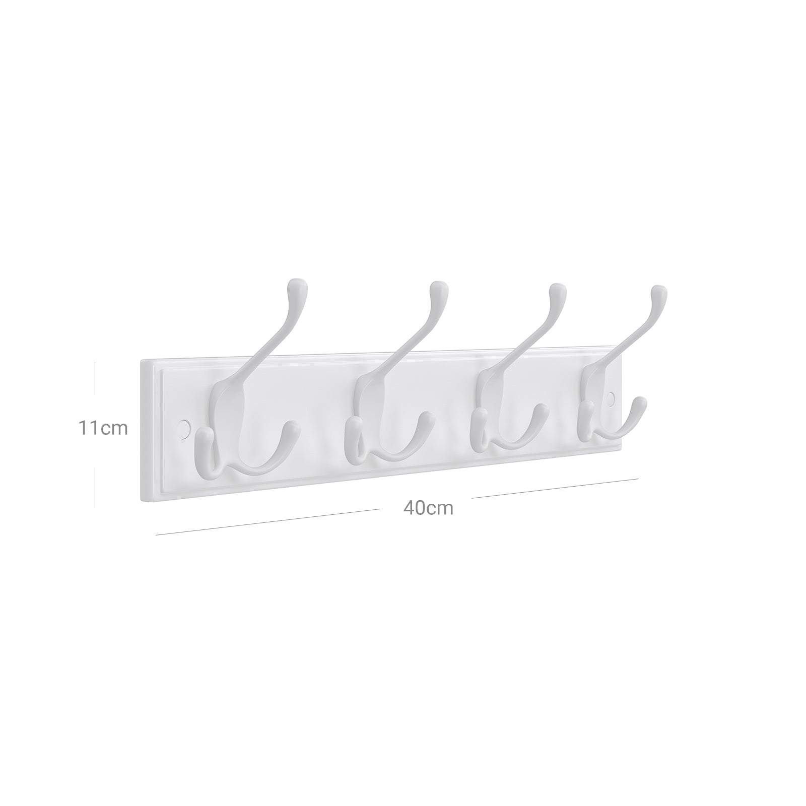 Zidna vješalica za kapute s 4 trostruke kuke, 40 x 11 x 7 cm, bijela | SONGMICS-vitahome.hr