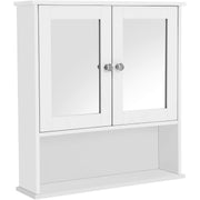 Zidni kupaonski ormarić s dvostrukim zrcalnim vratima, 56 x 13 x 58 cm, bijeli | VASAGLE-vitahome.hr
