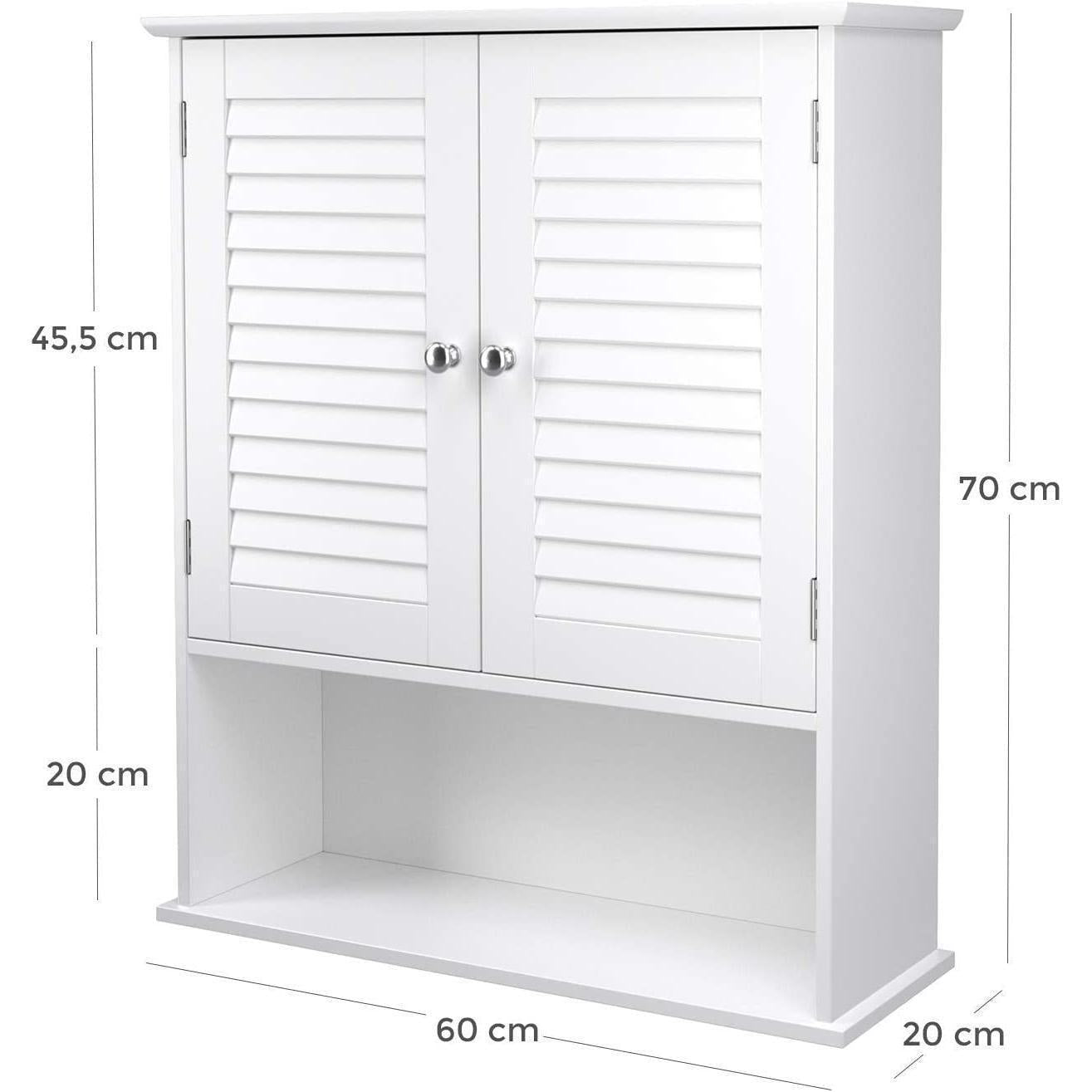 Zidni kupaonski ormarić za odlaganje, 60 x 20 x 70 cm, bijeli | VASAGLE-vitahome.hr
