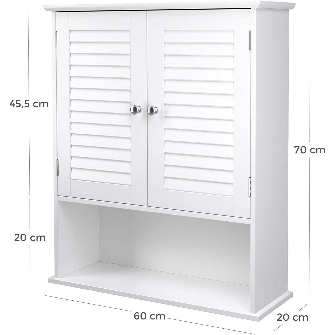 Zidni kupaonski ormarić za odlaganje, 60 x 20 x 70 cm, bijeli | VASAGLE-vitahome.hr
