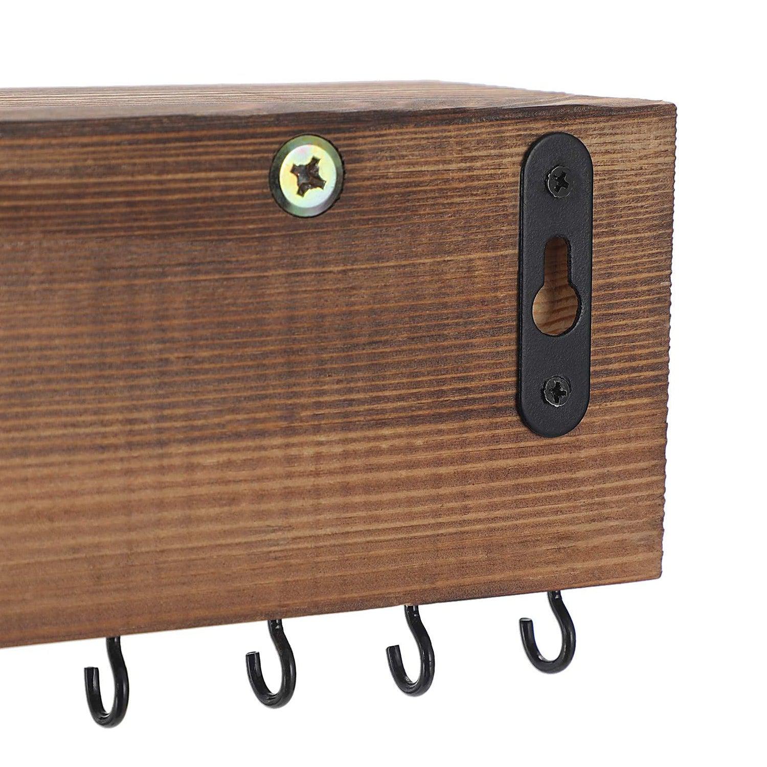 Zidni organizator za nakit s policom, 40 x 7,5 x 7,5 cm, rustikalno smeđi i crni | SONGMICS-vitahome.hr