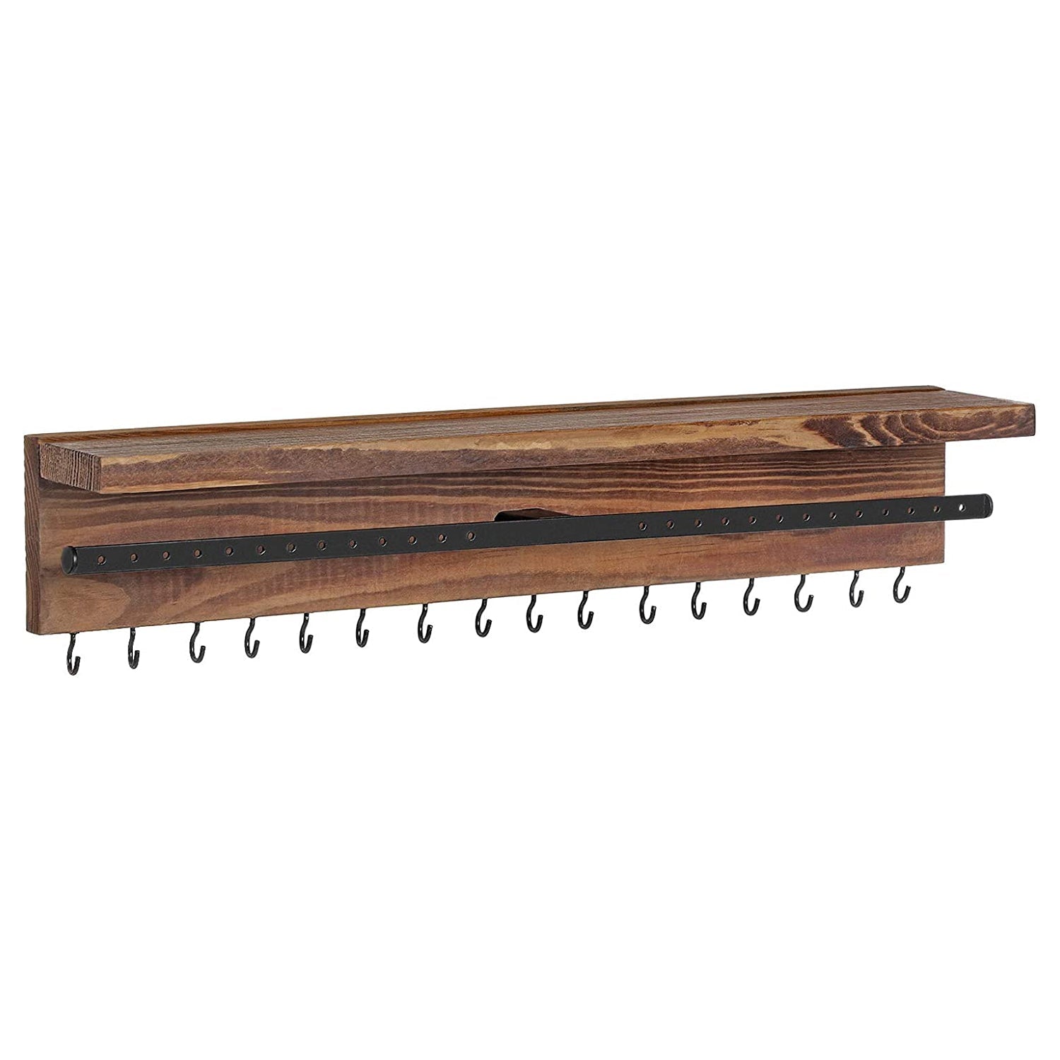 Zidni organizator za nakit s policom, 40 x 7,5 x 7,5 cm, rustikalno smeđi i crni | SONGMICS-vitahome.hr