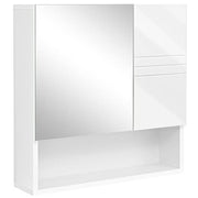 Zidni ormarić s ogledalom i podesivim policama, 15 x 54 x 55 cm, sjajno bijeli | VASAGLE-vitahome.hr