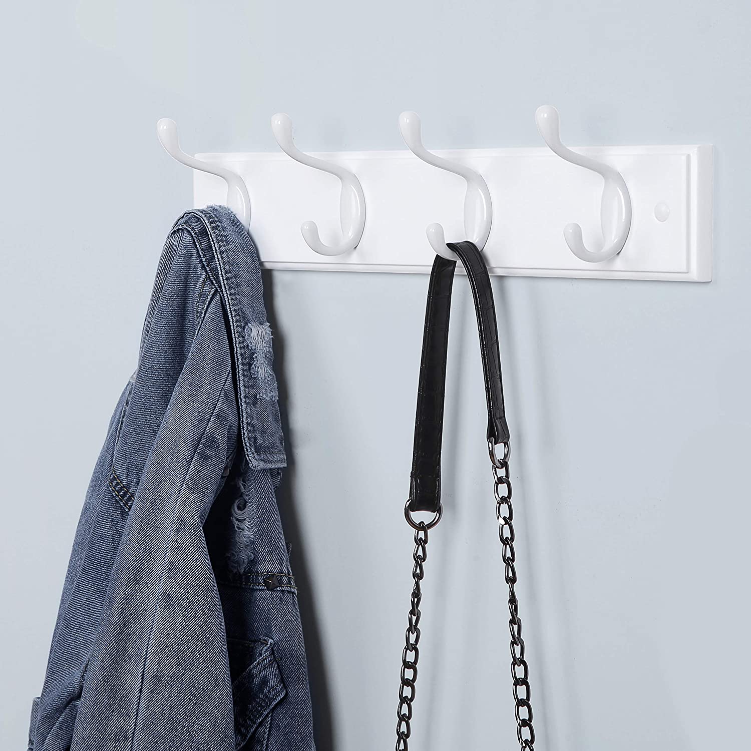 Zidni stalak za odjeću s 4 metalne kuke, 40 x 7 x 9 cm, bijele boje | SONGMICS-vitahome.hr