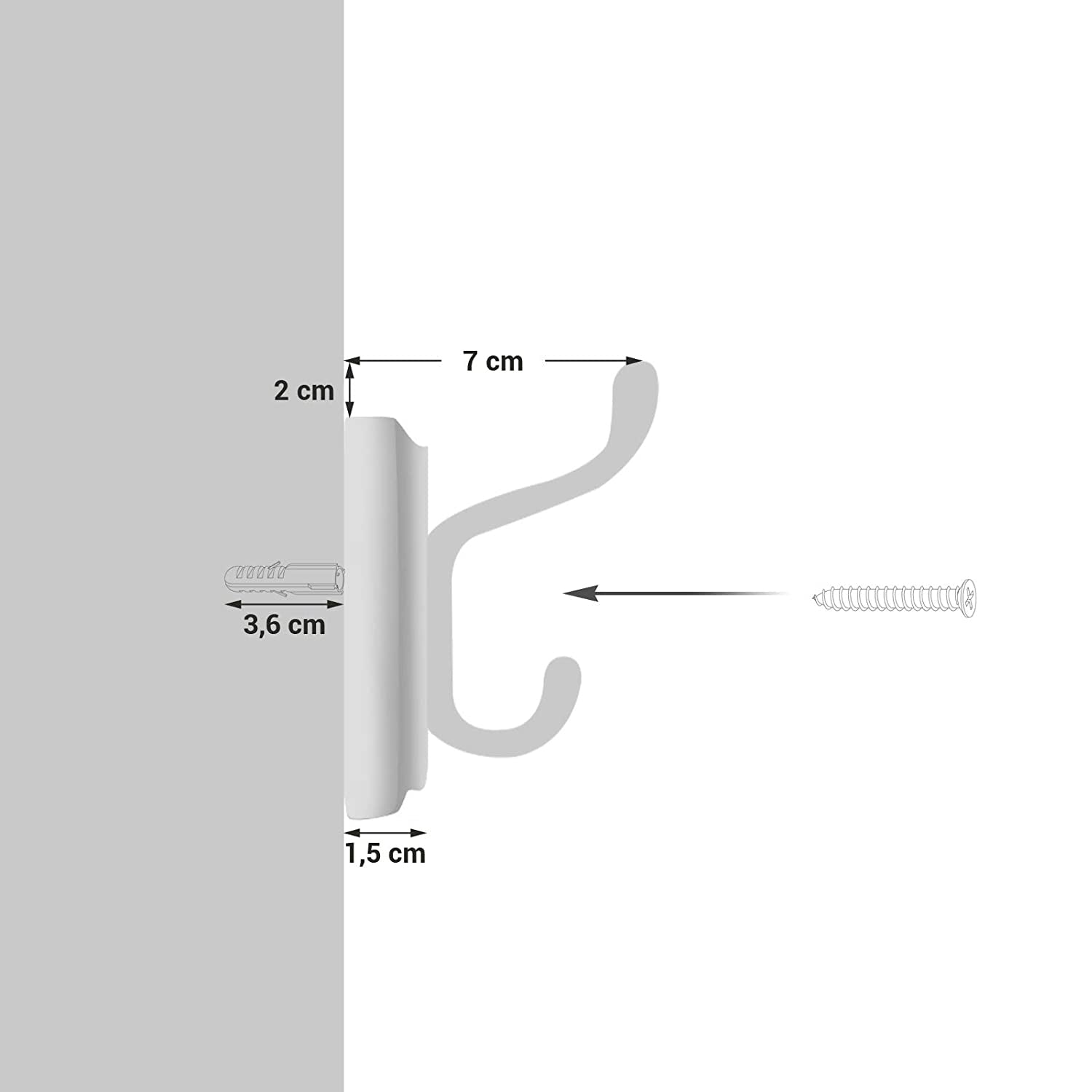 Zidni stalak za odjeću s 4 metalne kuke, 40 x 7 x 9 cm, bijele boje | SONGMICS-vitahome.hr