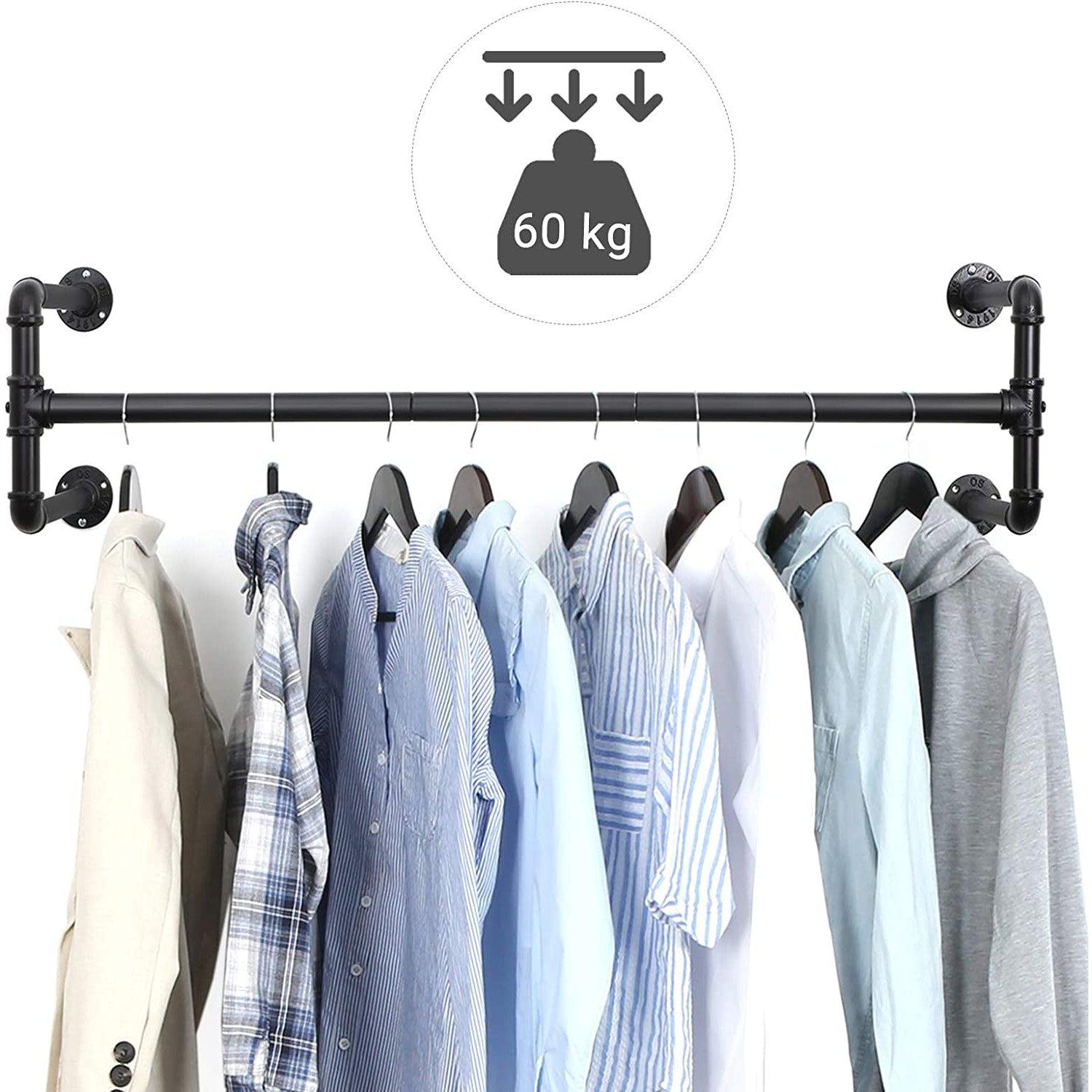Zidni stalak za vješalice za odjeću, nosivosti do 60 kg, od čelika, crne boje | SONGMICS-vitahome.hr